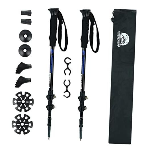 Trekking Poles Collapsible Hiking Poles – 2 Pack Adjustable Aluminum Black