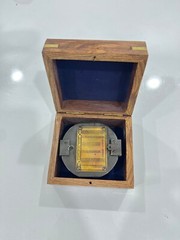Antique Finish Solid Brass Brunton Compass in Wooden Box Maritime Nautical