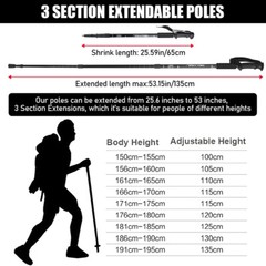 2X Trekking Poles Nordic Walking Sticks Adjustable Anti-shock Hiking Alpenstock