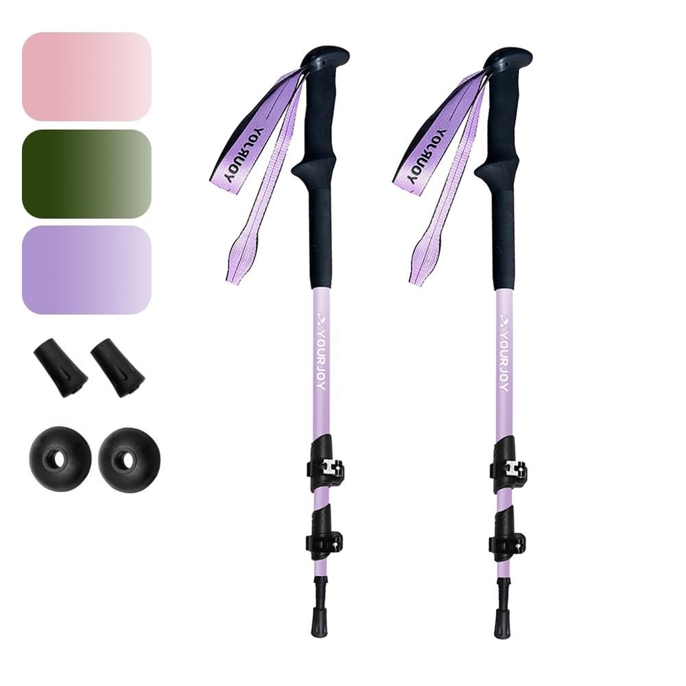 Hiking Trekking Poles, Macaron Colors 2 Pack Anti Shock, Adjustable, Collapsi…