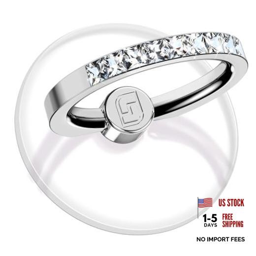 Transparent Phone Ring Holder 2 Pcs, Clear Cell Phone Ring 2 Silver Diamond