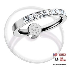 Transparent Phone Ring Holder 2 Pcs, Clear Cell Phone Ring 2 Silver Diamond