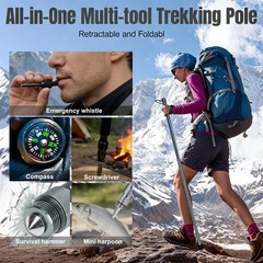 Heavy Duty Outdoor Hiking Stick, Foldable Camp Shovel Included, Aluminum Mult…