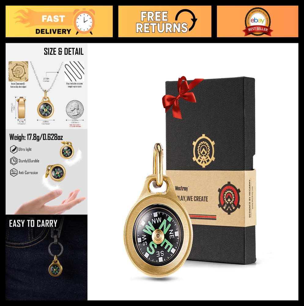 Aesthetic Mini Compass – Waterproof Pocket Compass for Hiking, Survival & Gifts