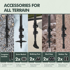 Nordic Walking Stick, TP1 Hiking Poles Retractable Lightweight 7075 Aluminum, Tr