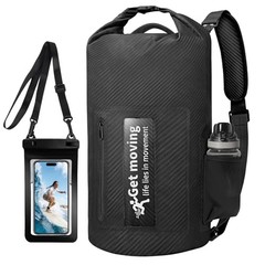 Dry Bag Waterproof Backpack for Women Men/20L Roll Top Dry Bags for 10L Black