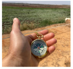 Pocket Watch Compass with Chain & Leather Case – Gift item- Dad’s Compass