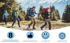 Durable Replacement Trekking Pole Tips, Universal Anti-Slip Walking Stick Tips