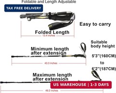 A ALAFEN Aluminum Collapsible Ultralight Travel Trekking Hiking Pole for Men and