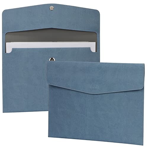File Folder, PU Leather Document Holder File Organizer A4 A Blue Style 1
