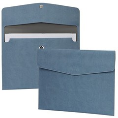 File Folder, PU Leather Document Holder File Organizer A4 A Blue Style 1