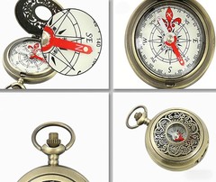 Retro Pocket Compass Copper Alloy Compact Portable Waterproof Design Hiking