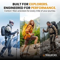 3K Carbon Fiber Trekking Poles, Collapsible Set of 2 Lightweight Adjustable H…