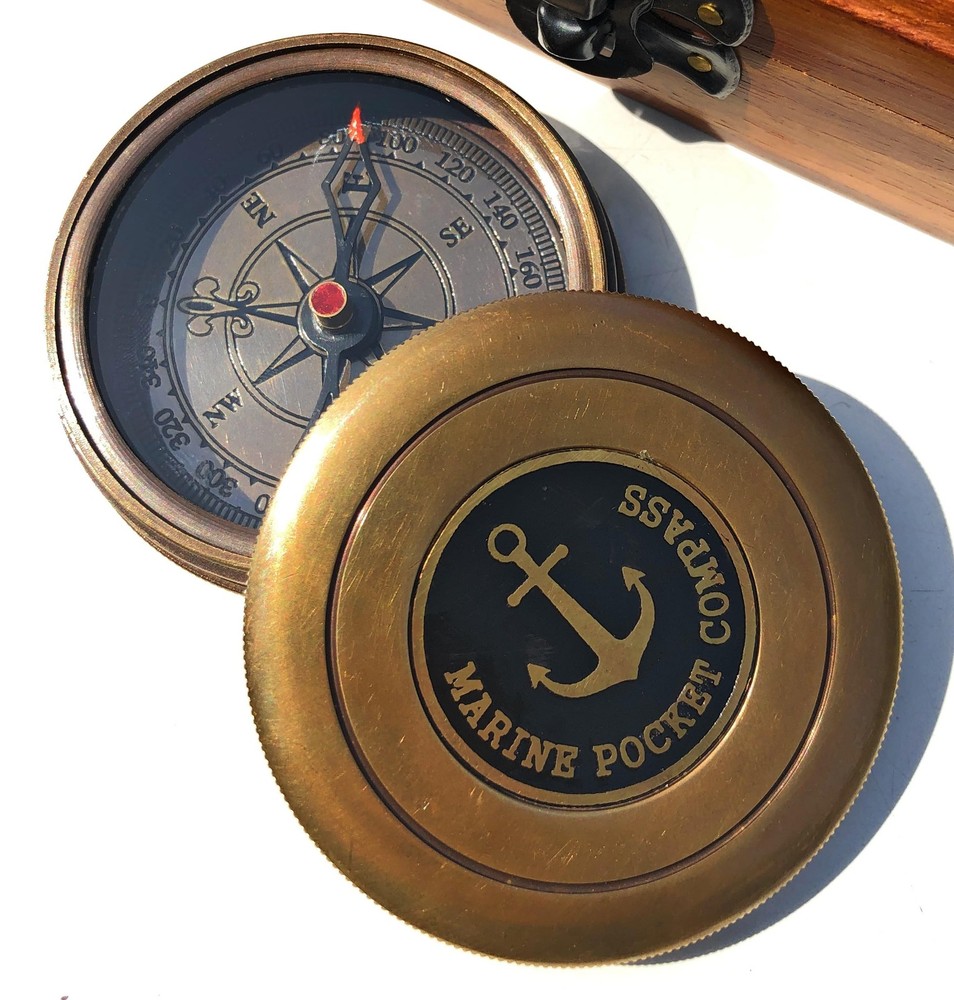 Engraved Brass Compass Wooden Box Famous Poet Quotes Graduation Gifts Men
