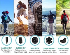 Lightweight Folding Trekking Poles with Cork Grip – Adjustable Height Hiking Sti