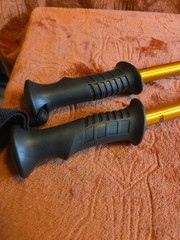 Pair of 2 OP SWISS Metal, Walking/Hiking Sticks. Anti-shock Adjustable.