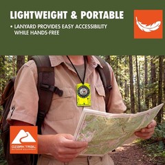 Ozark Trail Orienteering Compass With Ruler, Lightweight And Reliable, Green