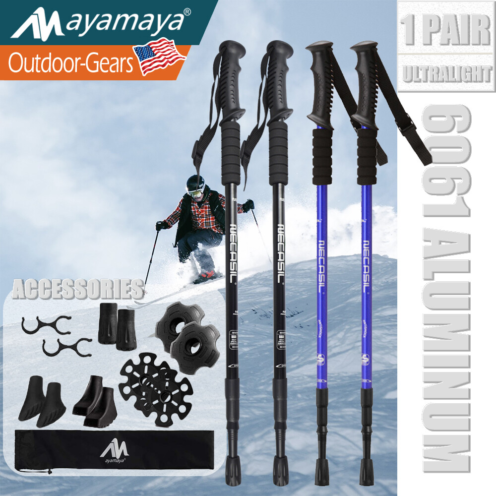 Walking Hiking Trekking Sticks Poles Adjustable Folding Anti-Shock Telescopic