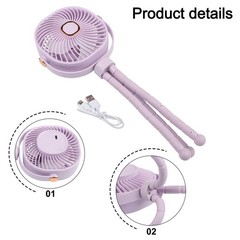 Stroller Fan Portable 8000mAh Battery 4 Speed Settings 360 Degree Rotating Head