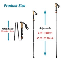 2pcs Ultralight Carbon Fiber Aluminum Trekking Poles Adjustable Hiking Sticks
