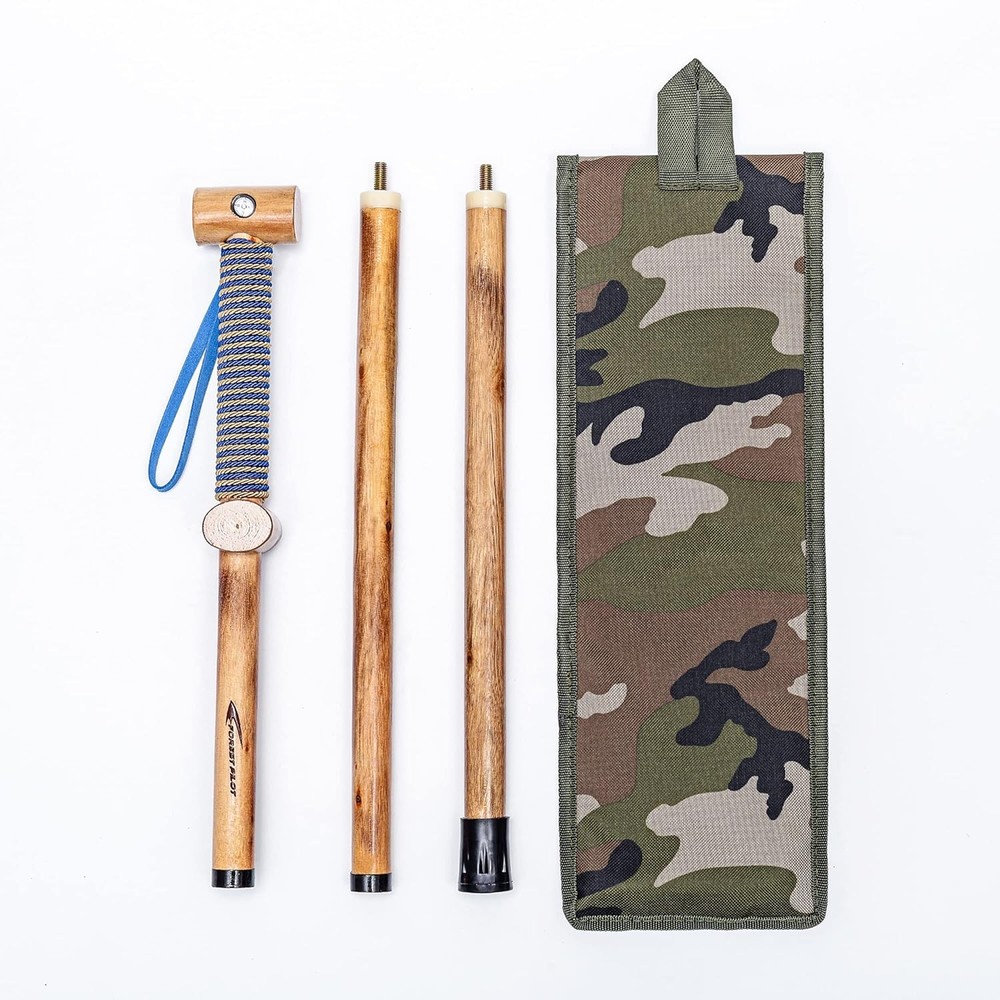 48″ Detachable Hardwood Hiking Walking Stick with Compass and Soft Handle