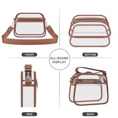 Clear Bag for Stadium Events Clear Sports Fan Handbags Large Coffee Brown