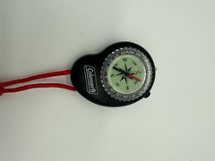 Coleman Compass with LED Light, Red Lanyard, Hiking, Camping EUC Free Shipping