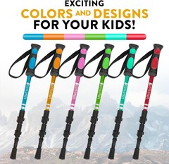 Lightweight Collapsible Kids Hiking Poles with Quick Adjustable Flip Locks