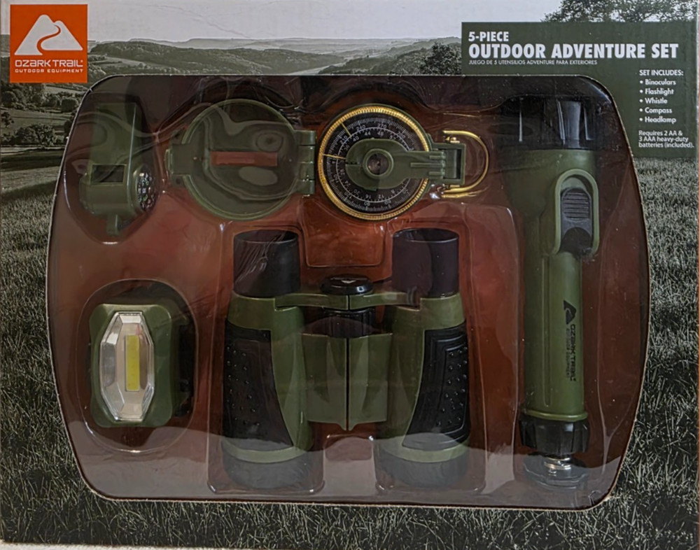 Ozark Trail 5 Piece Outdoor Adventure Set Binoculars Compass Flashlight and More
