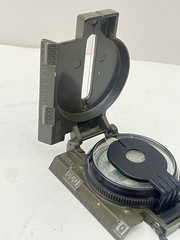 Vintage Lensatic Compass Green Metal Magnifying Lens and Sighting Compass