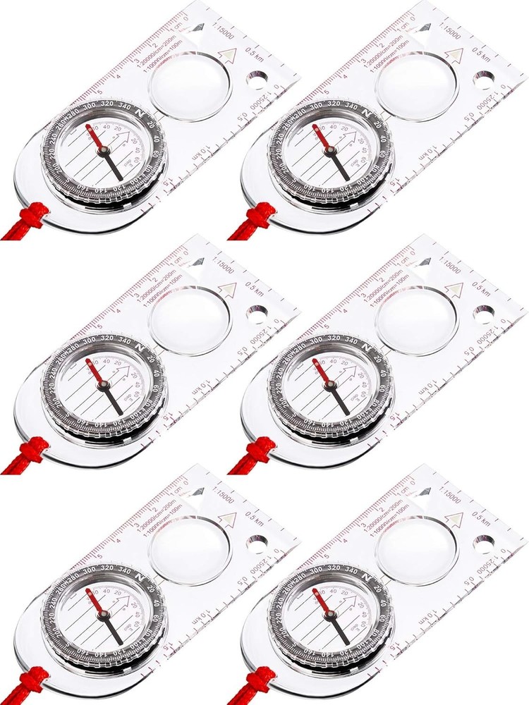 6 Pieces Orienteering Compass Hiking Navigation Backpacking Compass Map Reading