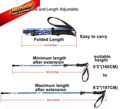 A ALAFEN Aluminum Collapsible Ultralight Travel 1 PC(1 Pole), P1_Blue