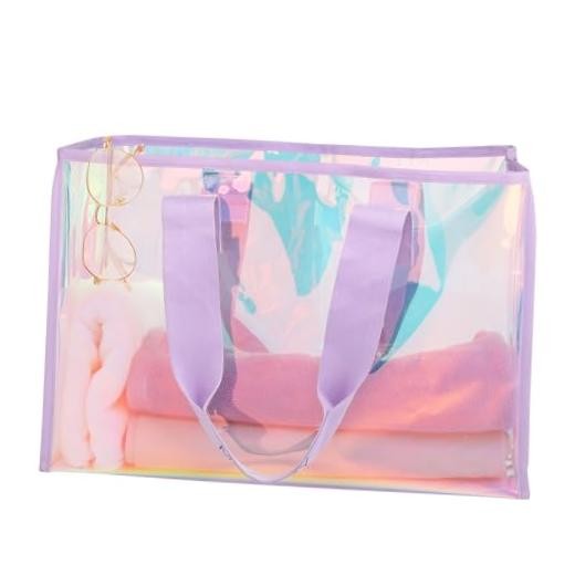 Iridescent Beach Bag for Women, 26L Clear Tote Bag, Summer Waterproof