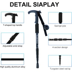 Pair of 2 Trekking Poles Walking Hiking Sticks Anti-shock Adjustable Alpenstock