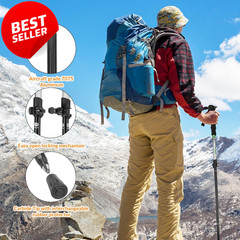 Folding Trekking Pole Adjustable Walking Stick Portable Mobility Aid Black – US