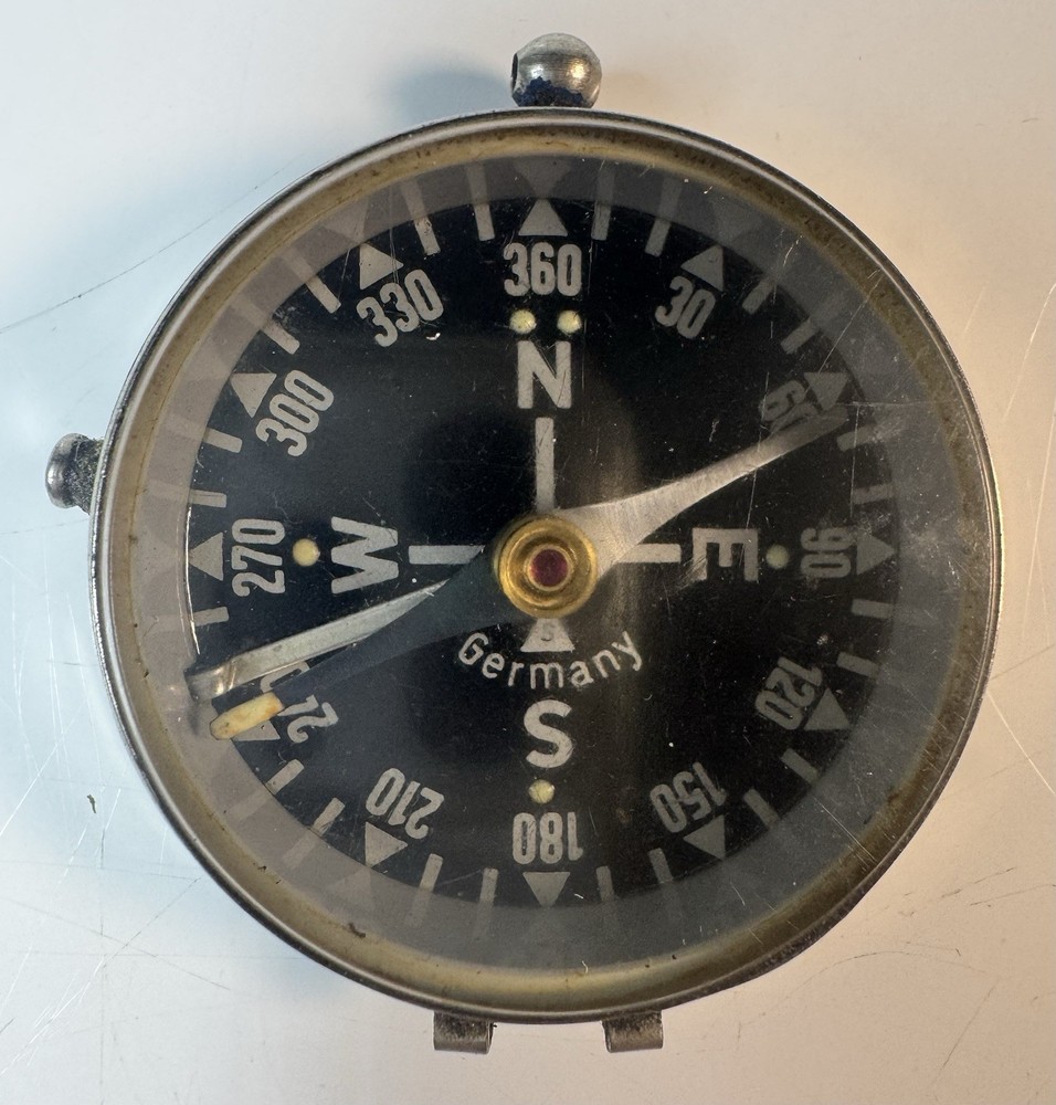 Vintage Pocket Compass w/ Needle Lock 1 3/4” Diameter- Made In Germany