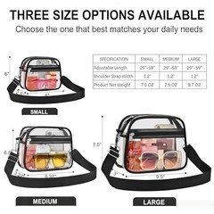 Clear Bag for Stadium Events Clear Sports Fan Handbags Purses with Medium Black