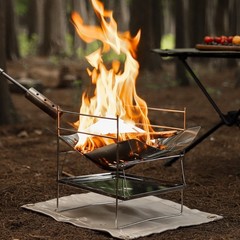 Stainless Steel Outdoor Grill with Detachable Mesh Bowl for Portable Camping