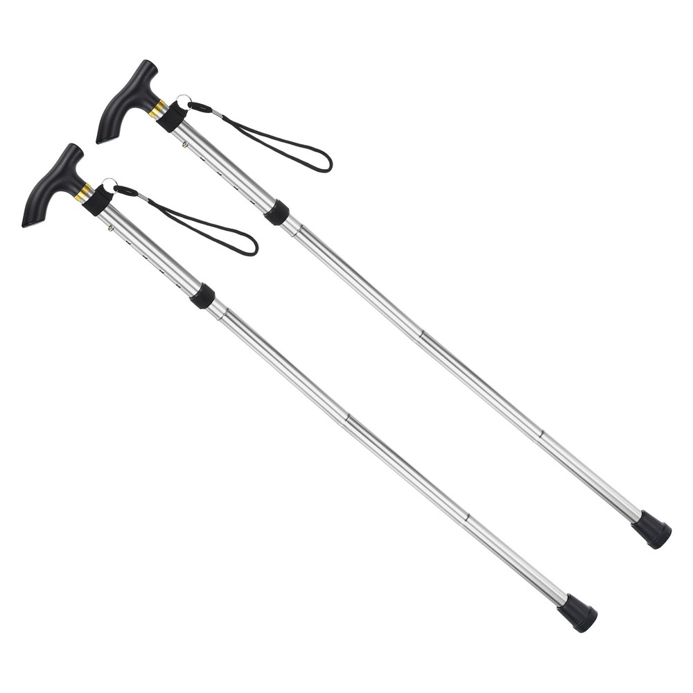 2Pcs Trekking Poles, Collapsible Hiking Pole 33-37 Inch Aluminum Alloy Silver