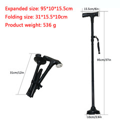 Camping Hiking Walking Stick 5-Level Height Adjustable Folding Walking Cane