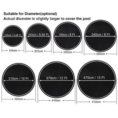 Sturdy Lightweight Pool Cover for Round Pools 4FT 6FT 8FT 10FT 12FT 15FT