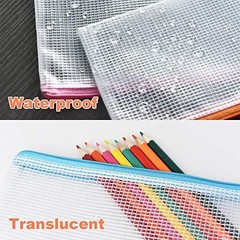 24PCS Plastic Mesh Zipper Pouch, Zipper Bags, Letter Size/A4 Size Waterproof