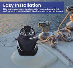 Boat Compass Dash Mount Flush – Boating Compass Dashboard Suction – Navigation M
