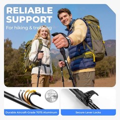 7075 Aluminum Collapsible Trekking Poles for Hiking, 43-53 Inch Adjustable 2 Pac