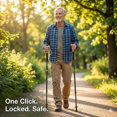 Trekking Poles for Seniors, 2 Pack Flip-Lock Adjustable Walking Sticks, 240G