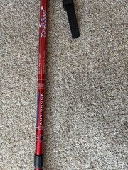 Trekker Adjustable Hiking Walking Stick w/ Compass Wrist Strap 29-49in Red