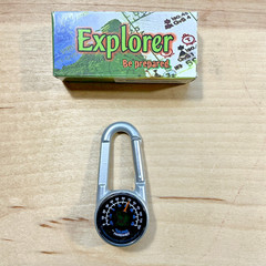 Explorer Compass Thermometer Carabiner Clip Hiking Camping Survival Gear