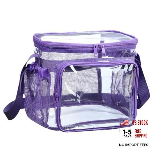 BORMELUN Medium Clear Bag with Pockets, gallon lunch boxes Dark Purple-1 pack