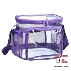 BORMELUN Medium Clear Bag with Pockets, gallon lunch boxes Dark Purple-1 pack