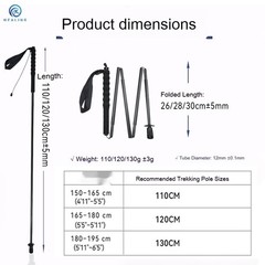 Trekking Poles Carbon Fiber Foldable Lightweight Portable Outdoor Hiking Walking